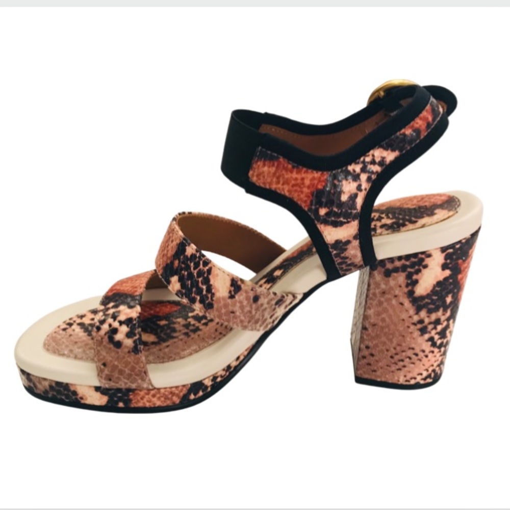 See By Chloe Snakeskin Effect Block Heel Platform Sandal Antique Rose Si… - Picture 2 of 11